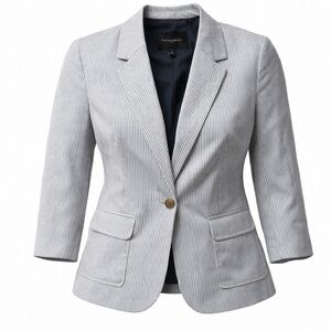 Banana Republic pinstripe blazer Women’s 8P White and Navy. 3/4 sleeve.